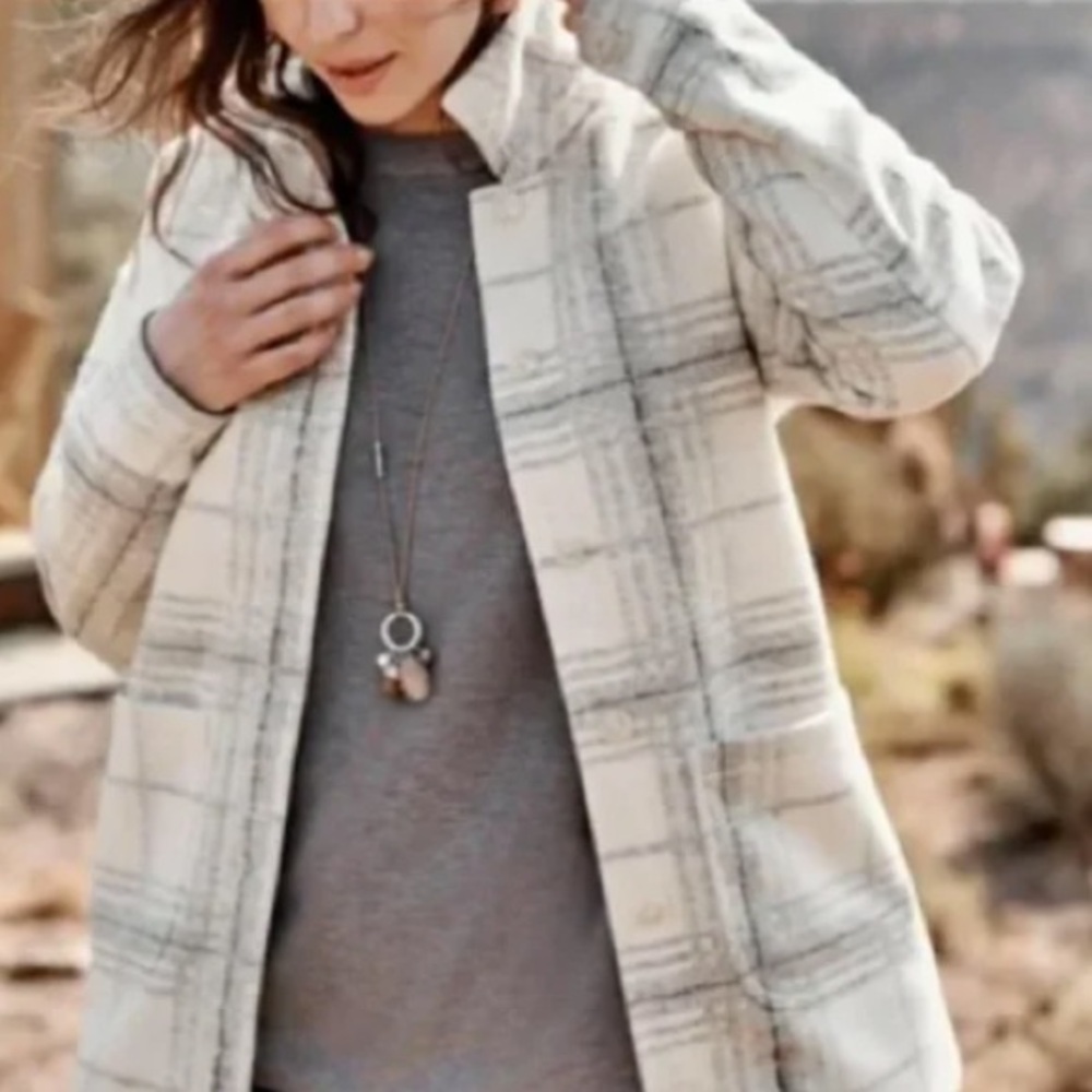 J. Jill Gray & White plaid shacket